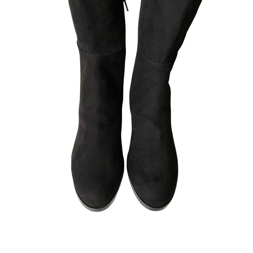 J.Crew NEW Over Knee Boots Microsuede Black Size 7 Stretchy Riding Equestrian